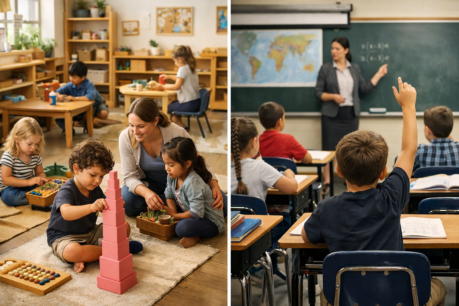 difference between Montessori and standard Teaching